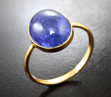 Золотое кольцо с насыщенным бархатисто-синим танзанитом 8,11 карата