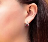 Стильные серебряные серьги с яркими рубинами