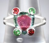 Комплект с насыщенными слайсами турмалинов 11,88 карата, цаворитами и сапфирами