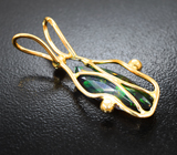 Золотой кулон с ограненным черным опалом 2,89 карата, цаворитом, синим и красным сапфиром Золото