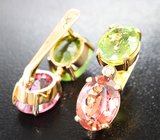 Серьги с разноцветными турмалинами 9,89 карата и бриллиантами