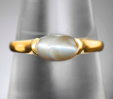 Золотое кольцо с редким хризобериллом с эффектом кошачьего глаза 1,28 карата Золото