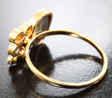 Кольцо с австралийским solid опалом 2,02 карата, разноцветными сапфирами и цаворитами гранатами