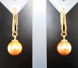 Золотые серьги с золотистым морским жемчугом 7,77 карата