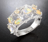 Ажурное серебряное кольцо с ограненными эфиопскими опалами