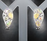 Ажурные серебряные серьги с ограненными эфиопскими опалами