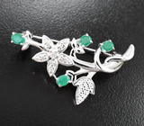 Изысканная серебряная брошь с изумрудами