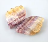 Крупная пара резных полихромных флюоритов 63,76 карата