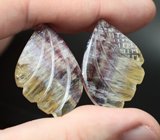 Крупная пара резных полихромных флюоритов 63,76 карата