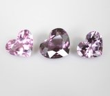 Набор из 3 пурпурных шпинелей высокой чистоты 3,85 карата 