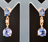 Серьги с сапфирами 1,33 карата и танзанитами 2,68 карата Золото