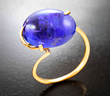 Золотое кольцо с крупным насыщенным танзанитом 14,01 карата