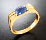 Золотое кольцо с крупным ярко-синим сапфиром топового цвета 1,61 карата