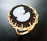 Кольцо с камеей из оникса с резным опалом 12,2 карата и бриллиантами