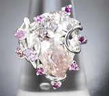 Кольцо с морганитом 8,23 карата и розовыми сапфирами