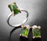 Комплект с уральскими диопсидами 7,36 карата и аметистами