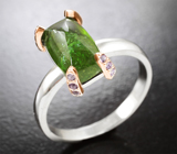 Комплект с уральскими диопсидами 7,36 карата и аметистами Серебро 925