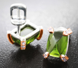 Комплект с уральскими диопсидами 7,36 карата и аметистами Серебро 925