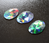 Набор из 3 ограненных черных опалов 1,97 карата 