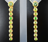 Серьги с уральскими демантоидами 3,75 карата Золото