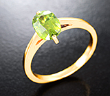Золотое кольцо с ярким сверкающим зеленым сфеном 1,16 карата Золото
