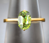 Золотое кольцо с ярким сверкающим зеленым сфеном 1,16 карата Золото