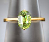 Золотое кольцо с ярким сверкающим зеленым сфеном 1,16 карата
