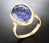 Золотое кольцо с крупным насыщенным танзанитом 11,37 карата Золото