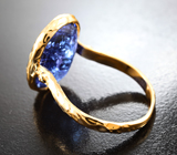 Золотое кольцо с крупным насыщенным танзанитом 11,37 карата Золото