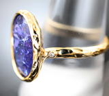 Золотое кольцо с крупным насыщенным танзанитом 11,37 карата Золото