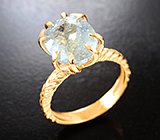 Золотое кольцо с крупным ярким параиба турмалином 4,51 карата и бриллиантами