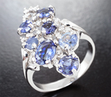 Кольцо с бенитоитами 1,94 карата и бриллиантами Золото