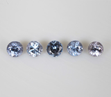 Редкий набор из 5 синих гранатов со сменой цвета 0,41 карата 