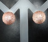 Золотые пусеты с крупным резным жемчугом Edison 22,15 карата и белым морским жемчугом