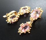 Золотые серьги с яркими падпараджа турмалинами 7,91 карата и бриллиантами Золото