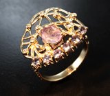 Золотое кольцо с превосходным уральским александритом 1,02 карата, синими гранатами с александритовым эффектом и бриллиантами