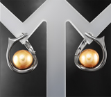 Серьги с бронзово-золотистым жемчугом 7,87 карата Серебро 925