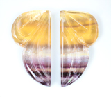 Крупная пара резных полихромных флюоритов 59,96 карата