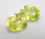 Пара желтовато-зеленых сфенов 4,31 карата 