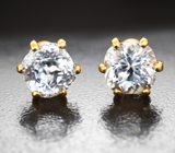 Золотые пусеты с бесцветными цирконами 2,95 карата