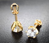 Золотые пусеты с бесцветными цирконами 2,95 карата