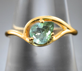 Золотое кольцо с "неоновым" полихромным турмалином 0,7 карата Золото