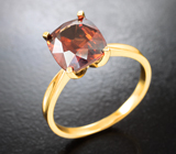 Золотое кольцо с чистейшим крупным оранжевым цирконом 4,04 карата