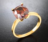 Золотое кольцо с чистейшим крупным оранжевым цирконом 4,04 карата