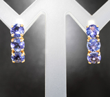 Золотые серьги с яркими насыщенными танзанитами высокой чистоты 2,87 карата