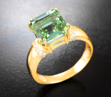 Золотое кольцо с крупным "неоновым" полихромным турмалином 5,28 карата и бриллиантами