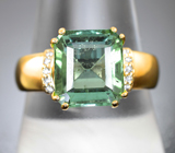 Золотое кольцо с крупным "неоновым" полихромным турмалином 5,28 карата и бриллиантами