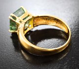 Золотое кольцо с крупным "неоновым" полихромным турмалином 5,28 карата и бриллиантами Золото