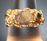 Золотое кольцо с насыщенными уральскими александритами 2,61 карата и бриллиантами