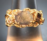 Золотое кольцо с насыщенными уральскими александритами 2,61 карата и бриллиантами